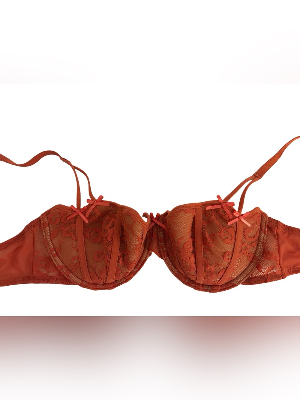 34C Adore Me Rust Bow Bra Romantic Fall Lingerie.
